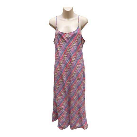 NWT J Crew Gwyneth Linen Slip Dress in Sunset Pink Plaid Adjustable Strap Sz 12 - Picture 11 of 11